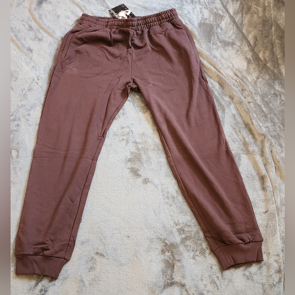 Naked Wardrobe Jogger Sweatpants Women's Large Brown NW-MP005